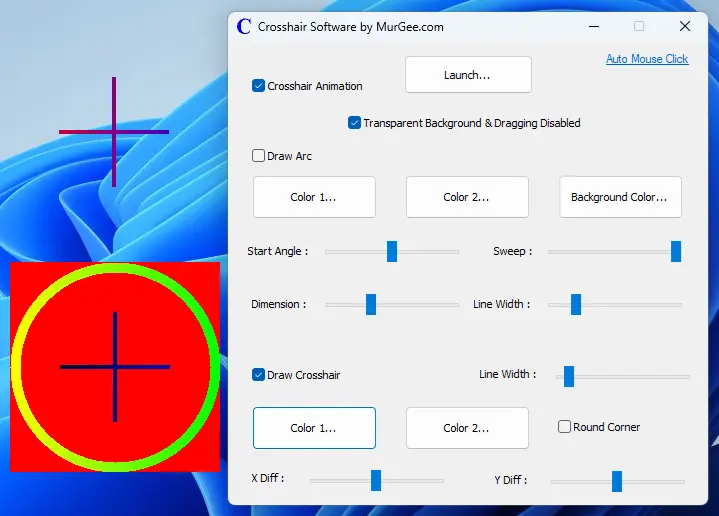 Crosshair Software with Transparent and Translucent Crosshairs
