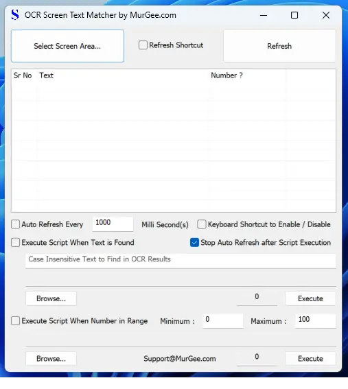 Screenshot of OCR Screen Text Matcher
