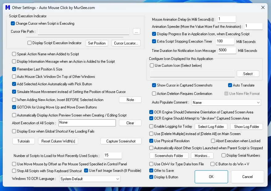 Other Settings of Auto Mouse Click by MurGee.com Other Settings of Auto Mouse Click by MurGee.com