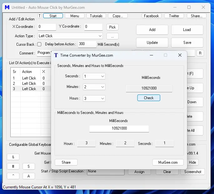 Time Converter in Auto Mouse Click by MurGee.com Time Converter in Auto Mouse Click by MurGee.com